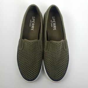 Olive Green Slip On Sperry Shoes